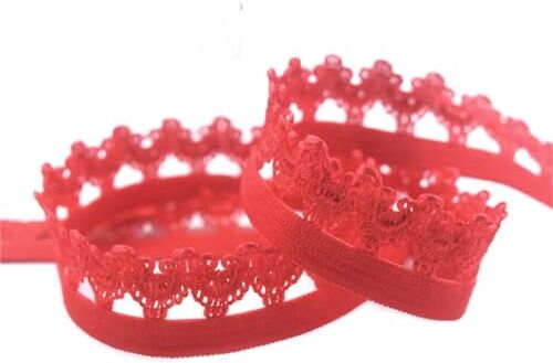 Vsadsau 50 100Y/Roll Crown Picot Loop Frilly Lace Trim Elastico Spandex Fascia Fascia Lingerie Cucito Trim Rosso 18 mm # 91,4 m