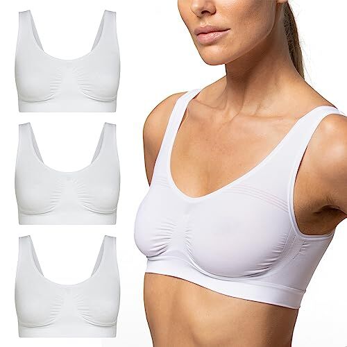 POMPEA Pack 3 Pezzi Brassiere Spalla Larga Microfibra Bianco