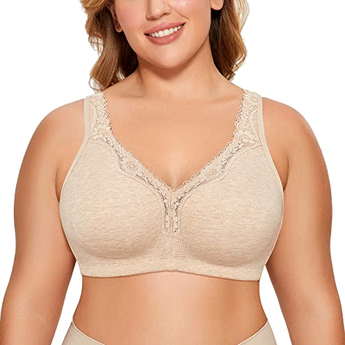 DELIMIRA Donna Reggiseno Cotone Senza Ferretto Non Imbottito Farina d'avena Heather 6C