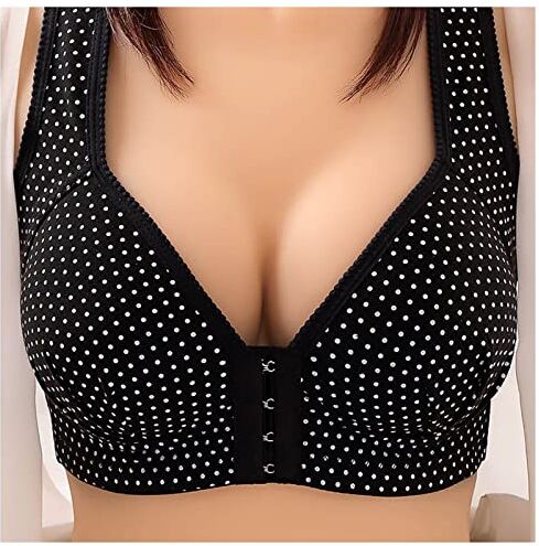 KEERADS Set da tavola in vetro Set di reggiseni a copertura completa Dots Satin Wirefree Taglie del reggiseno di grandi dimensioni Slip Canguro Umorismo (C-Black, 44)