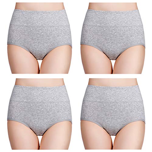 wirarpa Mutande Donna Slip Vita Alta Culotte in Cotone Pacco de 4 Grigio Taglia XXXXL