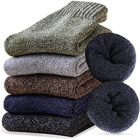 MOSOTECH Calze Donna Invernali Termiche, 5 Paia Calzini Donna Vintage di Lana Calda, Colorate Spesse Traspiranti, Taglia Unica