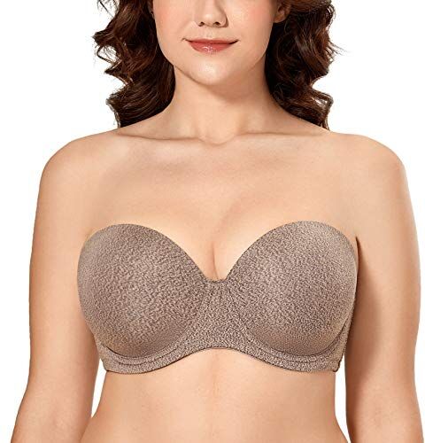 DELIMIRA Donna Reggiseno Senza Spalline Invisibile con Ferretto con Coppe Grandi Shell Heather 7C