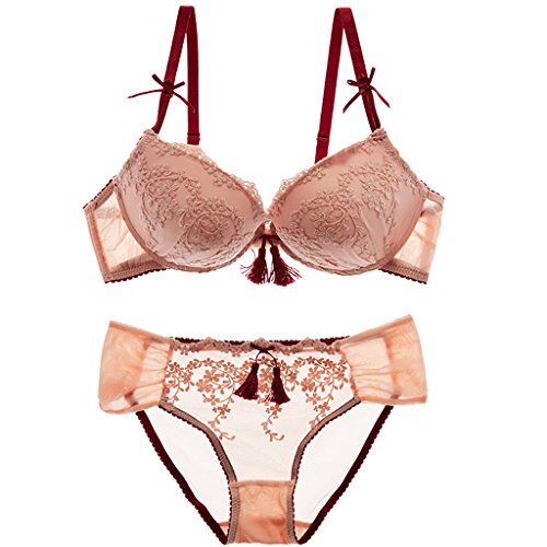 WENJUNneiyi WENJUN Sexy Intimo Ricamo Pizzo Set Reggiseno Regolabile Grande Petto Raccogliere Reggiseno 3 Colori Opzionale (Colore : Pink, dimensioni : 38C/85C with XL underwear)