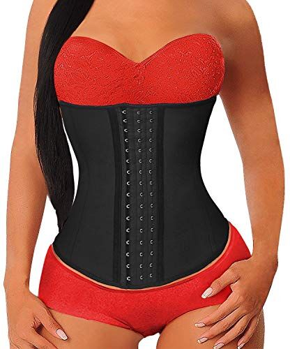 YIANNA Donna Corsetto Dimagrante Stringivita Latex Waist Trainer Corpetto Body Shaper Bustino Modellante Nero U37G 5XL