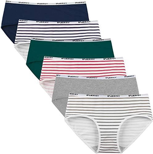 INNERSY Mutande Donna Cotone Elasticizzato Slip Sportive Culotte Multipack Pacco da 6 (S-EU 38, Strisce/Colori Solidi)