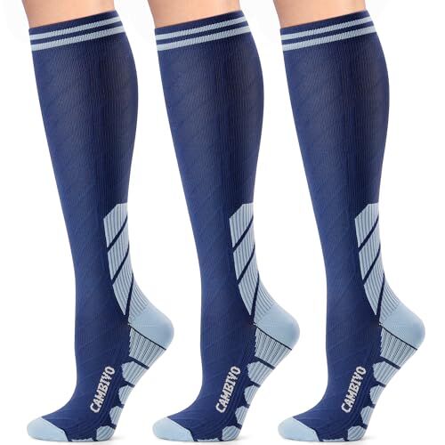 CAMBIVO Calze Compressione Graduata Donna Uomo 3 Paia, Calze Antitrombo 20-30mmHg Calzini Gambaletti, Calzettoni Elastica per Vene Varicose, Maternità, Infermieri, Viaggi in Aereo, Sport, Corsa