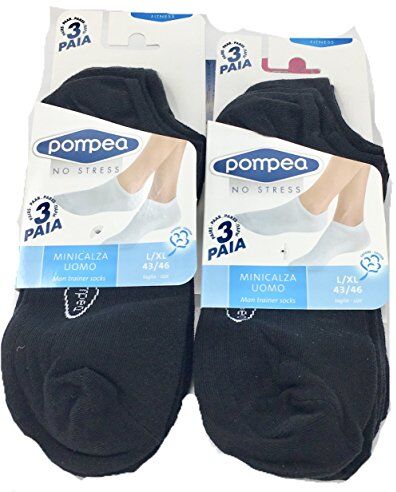 POMPEA Pack 6 Paia Fantasmini Donna Nero Bianco Lolita Cotone (6 Paia Nero 35/38)