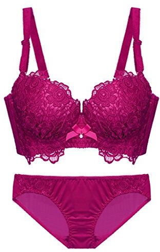 WENJUNneiyi WENJUN Set Reggiseno Sexy Ricamo Regolabile Con Anello In Acciaio Intimo 4 Colori Opzionale (Colore : Rosa rossa, dimensioni : 80B)