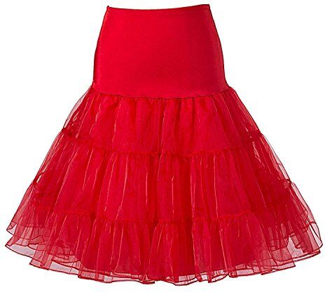 Boolavard Petticoat Sottogonna Retro Annata di 50 Oscillazione 1950 Rockabilly Bianco, Nero, Blu, Rosa, Rosso (L-XL, Rosso)