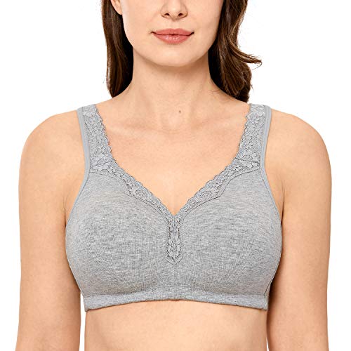 DELIMIRA Donna Reggiseno Cotone Senza Ferretto Non Imbottito Grigio 8C