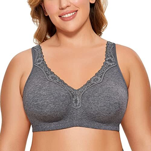 DELIMIRA Donna Reggiseno Cotone Senza Ferretto Non Imbottito Heather carboncino 8C