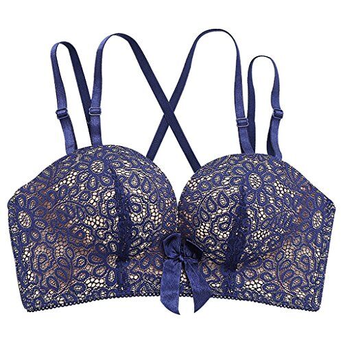 WENJUNneiyi WENJUN Reggiseno Di Pizzo Senza Bordi Raccolti Per Regolare Il Reggiseno 3 Colori Tra Cui Scegliere (Colore : Blu navy, dimensioni : 85A)