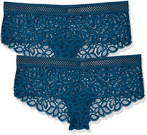 Iris & Lilly Slip Cheeky Hipster con Finiture in Pizzo Donna, Pacco da 2, Foglia di tè, 44