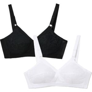 Playtex Confezione da 2 Reggiseni Senza Ferretto Classici Criss Cross Donna x2, Bianco/Nero, 40/6D Playtex Confezione da 2 Reggiseni Senza Ferretto Classici Criss Cross Donna x2, Bianco/Nero, 40/6D