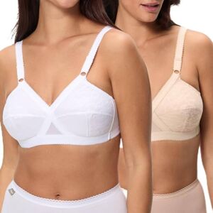 Playtex Confezione da 2 Reggiseni Senza Ferretto Classici Criss Cross Donna x2, Bianco/Beige, 38/5C Playtex Confezione da 2 Reggiseni Senza Ferretto Classici Criss Cross Donna x2, Bianco/Beige, 38/5C
