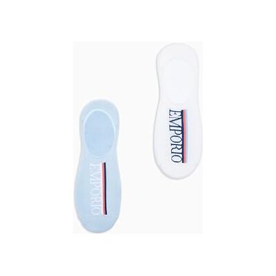 Emporio Armani Calzini Donna, Bianco/Blu chiaro, S-M Emporio Armani Calzini Donna, Bianco/Blu chiaro, S-M