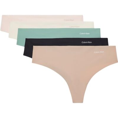 Calvin Klein Perizomi Donna Confezione da 5 Tanga, Multicolore (Charming Green/Nymphs Thigh/Black/I), L Calvin Klein Perizomi Donna Confezione da 5 Tanga, Multicolore (Charming Green/Nymphs Thigh/Black/I), L