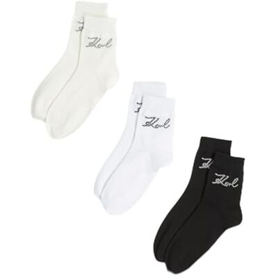 Lagerfeld Donne K/Signature Logo Sock (3 Pack) Nero/Bianco/Cannoli 39-42 Lagerfeld Donne K/Signature Logo Sock (3 Pack) Nero/Bianco/Cannoli 39-42