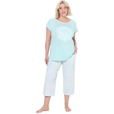 Ulla Popken Pigiama da Donna Taglie Forti, Taglie Forti, Morning Rise, Verde Menta Chiaro, 46-48 Große Größen Ulla Popken Pigiama da Donna Taglie Forti, Taglie Forti, Morning Rise, Verde Menta Chiaro, 46-48 Große Größen