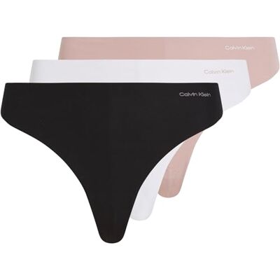 Calvin Klein Perizomi Donna Confezione da 3 Invisibles Cotton senza Cuciture, Multicolore (Black/White/Subdued), XL Calvin Klein Perizomi Donna Confezione da 3 Invisibles Cotton senza Cuciture, Multicolore (Black/White/Subdued), XL