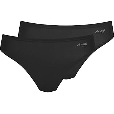 Sloggi ZERO One Tai 2P, Slip, Donna, Nero (Black), XS Sloggi ZERO One Tai 2P, Slip, Donna, Nero (Black), XS