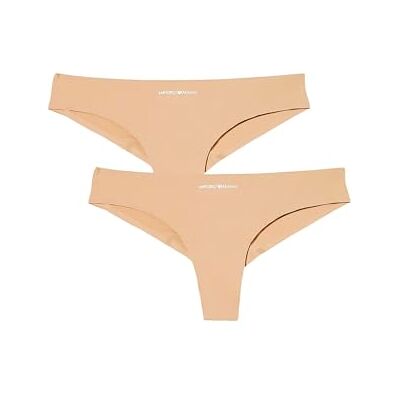Emporio Armani Underwear Bi-Pack Brazilian Brief Iconic Logoband, Biancheria Intima Donna, Beige (Nude), XS Emporio Armani Underwear Bi-Pack Brazilian Brief Iconic Logoband, Biancheria Intima Donna, Beige (Nude), XS