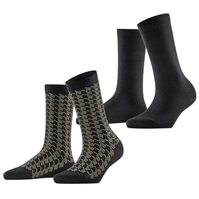 Esprit Pepita Pattern Multipack W So cotone fantasia confezione di 2 paia, Calzini Donna, Nero Black 3000, 35-38 Esprit Pepita Pattern Multipack W So cotone fantasia confezione di 2 paia, Calzini Donna, Nero Black 3000, 35-38