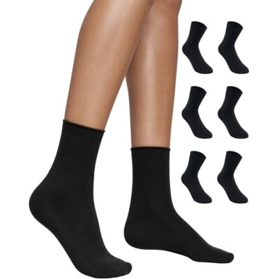 POMPEA 6 Paia Micropolar Calzino Termico Donna con Interno Effetto Pile Calzino Lungo Caldo a Tinta Unita Nero per Stagione Invernale, Caldo e Coprente POMPEA 6 Paia Micropolar Calzino Termico Donna con Interno Effetto Pile Calzino Lungo Caldo a Tinta Unita Nero per Stagione Invernale, Caldo e Coprente