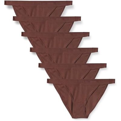 Amazon Essentials Tanga in Jersey di Cotone Donna, Confezione da 6, Ricca Nocciola, 48 Amazon Essentials Tanga in Jersey di Cotone Donna, Confezione da 6, Ricca Nocciola, 48
