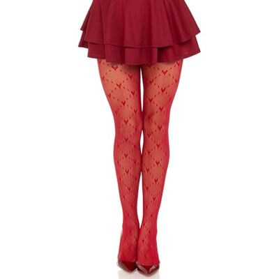 Leg Avenue Collant a rete da donna con cuore colpito, Rosso, taglia unica Leg Avenue Collant a rete da donna con cuore colpito, Rosso, taglia unica