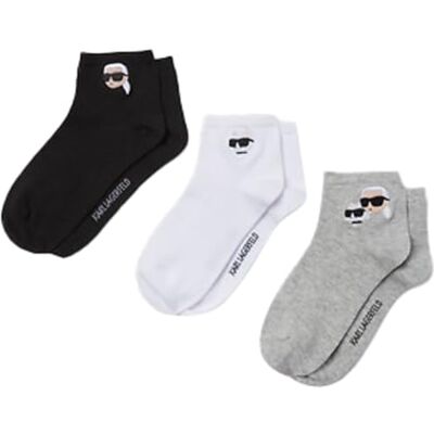 Lagerfeld Donna Ikon Short Socks (3 Pack) Black/White/Grey 43-46 Lagerfeld Donna Ikon Short Socks (3 Pack) Black/White/Grey 43-46