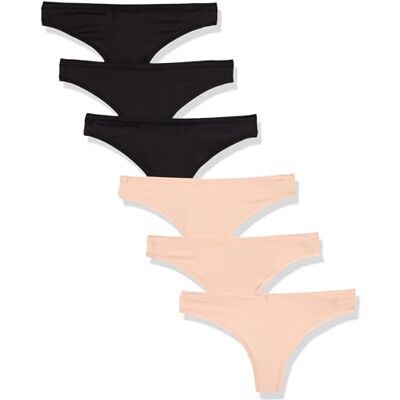 Amazon Essentials Biancheria Intima da Donna in Microfibra (Hipster & Thong, Disponibile in Taglie Forti), Confezione da 6, Nero/Petalo Morbido, 16 Amazon Essentials Biancheria Intima da Donna in Microfibra (Hipster & Thong, Disponibile in Taglie Forti), Confezione da 6, Nero/Petalo Morbido, 16