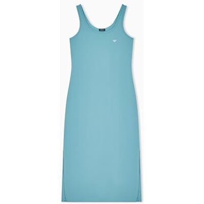 Emporio Armani Vestaglia Lunga da Donna in Cotone per Tutti i Giorni Blu L Emporio Armani Vestaglia Lunga da Donna in Cotone per Tutti i Giorni Blu L