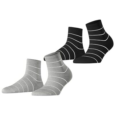 Esprit Fine Line Multipack W Sso cotone fantasia confezione di 2 paia, Calzini Donna, Multicolore Black Grey Mix 0010, 35-38 Esprit Fine Line Multipack W Sso cotone fantasia confezione di 2 paia, Calzini Donna, Multicolore Black Grey Mix 0010, 35-38