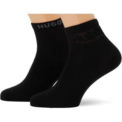 HUGO Calzini da donna 2p Sh Mesh Logo CC W 10276114, Nero 001, 35-38 HUGO Calzini da donna 2p Sh Mesh Logo CC W 10276114, Nero 001, 35-38