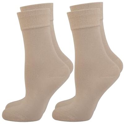 Nur Die 2er Pack Komfort Socken Damen Weich Komfortbund Bambus-socke Calzini, Colore: Beige/Grigio, 48 Donna Nur Die 2er Pack Komfort Socken Damen Weich Komfortbund Bambus-socke Calzini, Colore: Beige/Grigio, 48 Donna