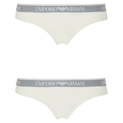 Emporio Armani Slip da Donna Logoband, Confezione da 2, Bianco, XS, Bianco, XS Emporio Armani Slip da Donna Logoband, Confezione da 2, Bianco, XS, Bianco, XS