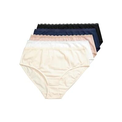 Ulla Popken Slip da Donna, Taglie Grandi, Taglie Forti, Taglie Forti, Confezione da 5, Vita in Pizzo , Bianco Perla, 46-48 Ulla Popken Slip da Donna, Taglie Grandi, Taglie Forti, Taglie Forti, Confezione da 5, Vita in Pizzo , Bianco Perla, 46-48