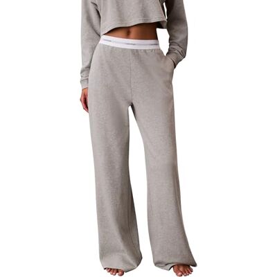 Calvin Klein Donna Pantaloni Pigiama Logo Jersey con Fascia con Logo, Grigio (Grey Heather), M Calvin Klein Donna Pantaloni Pigiama Logo Jersey con Fascia con Logo, Grigio (Grey Heather), M