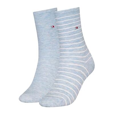 Tommy Hilfiger TH Calzini da donna 2P SMALL STRIPE, Blu chiaro melange, 39-42 Tommy Hilfiger TH Calzini da donna 2P SMALL STRIPE, Blu chiaro melange, 39-42