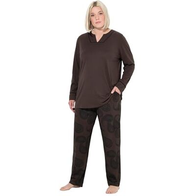 Ulla Popken Pigiama da Donna, Taglie Forti, Taglie Forti, Motivo Cachemire, Scollo a Tunica, Maniche Lunghe Ulla Popken Pigiama da Donna, Taglie Forti, Taglie Forti, Motivo Cachemire, Scollo a Tunica, Maniche Lunghe