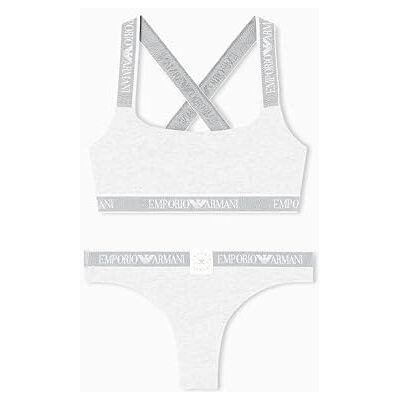 Emporio Armani Bralette Iconica Donna Logoband + Brasiliana Grigio S, Grigio, S Emporio Armani Bralette Iconica Donna Logoband + Brasiliana Grigio S, Grigio, S