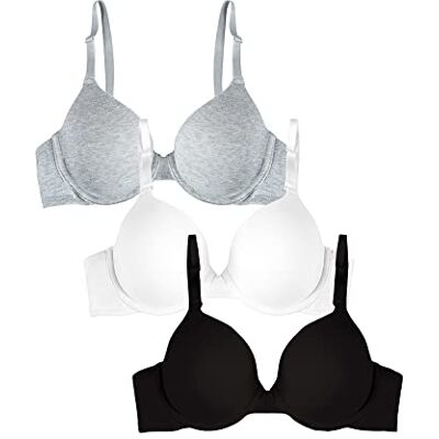 Fruit of the Loom Smooth Cotton T-Shirt Bra-Ultra-Soft, Flexible, And Invisible Under Tees Reggiseno, Opaco, Nero/Bianco/Grigio mélange, 3A Donna Fruit of the Loom Smooth Cotton T-Shirt Bra-Ultra-Soft, Flexible, And Invisible Under Tees Reggiseno, Opaco, Nero/Bianco/Grigio mélange, 3A Donna