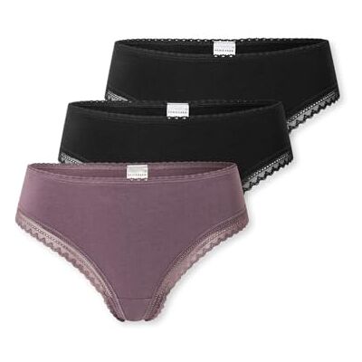Schiesser Damen 3 Pack String mit Spitze Baumwolle Mix-Modern Multipacks Slip a Tanga, Ordinati 3_182907, 50 Donna Schiesser Damen 3 Pack String mit Spitze Baumwolle Mix-Modern Multipacks Slip a Tanga, Ordinati 3_182907, 50 Donna
