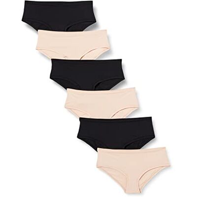 Amazon Essentials Biancheria Intima da Donna in Microfibra (Hipster & Thong, Disponibile in Taglie Forti), Confezione da 6, Nero/Petalo Morbido, 6X Amazon Essentials Biancheria Intima da Donna in Microfibra (Hipster & Thong, Disponibile in Taglie Forti), Confezione da 6, Nero/Petalo Morbido, 6X