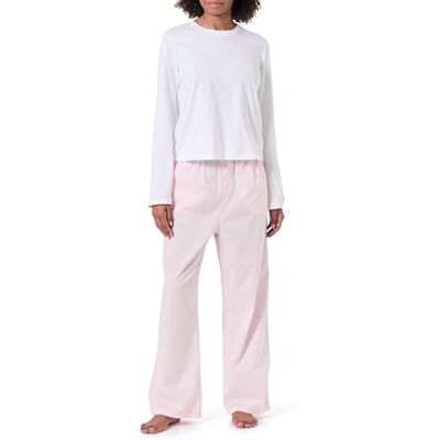 Calvin Klein Donna Set Pigiama Lungo, (Classic White W Potpourri), L Calvin Klein Donna Set Pigiama Lungo, (Classic White W Potpourri), L