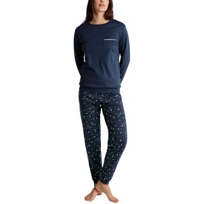 Calida Sweet Dreams Pigiama da Donna in 100% Cotone, con Elastico in Vita, Peacoat Blue, 44-46 Calida Sweet Dreams Pigiama da Donna in 100% Cotone, con Elastico in Vita, Peacoat Blue, 44-46