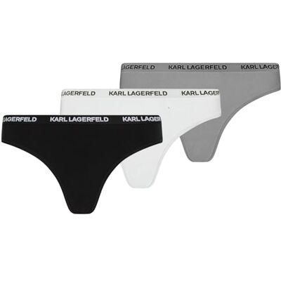 Lagerfeld Donne Logo Thong (3 Pack) Nero/Bianco/Grigio XL Lagerfeld Donne Logo Thong (3 Pack) Nero/Bianco/Grigio XL