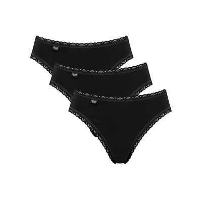 Sloggi Donna 24/7 Cotton Lace Tai C3P, Nero, 44 Sloggi Donna 24/7 Cotton Lace Tai C3P, Nero, 44